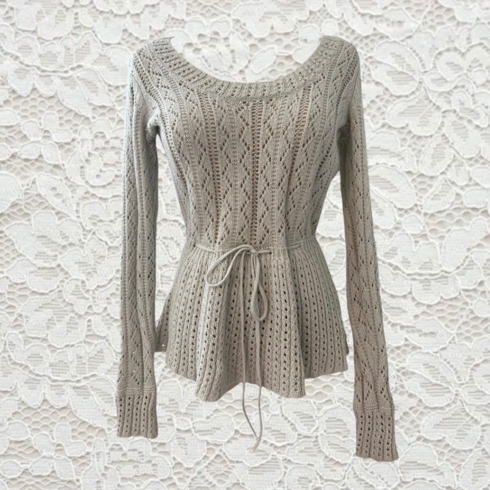 vintage y2k babydoll knit long sleeve sweater top